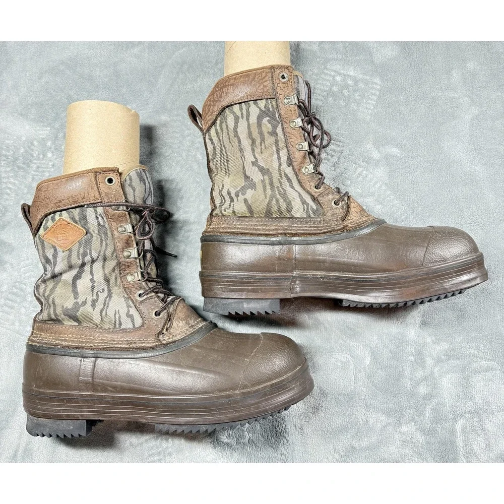 Vintage Red Ball Boundary Boots Mens Size 9 Brown Camo Waterproof Snow Insulated